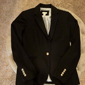 J Crew Black Wool 1 Button Blazer Size 4